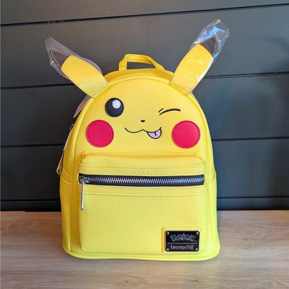 NWT Loungefly x Pokemon Pikachu Winking Face Backpack & You're A Catch Lip Mask - Picture 2 of 11